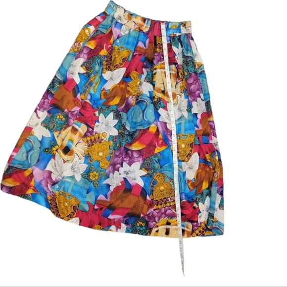 *set* Vintage Rafaella 100% silk pleated skirt with silk tie blouse Women's M/L - Picture 12 of 15